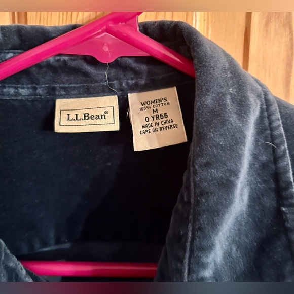 LL Bean Women's Teal Button Front Velvet Soft Cotton SZ M Blouse Top Shirt Cozy - Picture 5 of 17